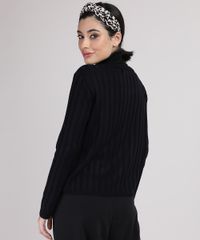 Cardigan-de-Trico-Feminino-Canelado-com-Perolas-Decote-Redondo-Preto-9942029-Preto_3