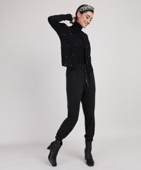 Cardigan-de-Trico-Feminino-Canelado-com-Perolas-Decote-Redondo-Preto-9942029-Preto_6