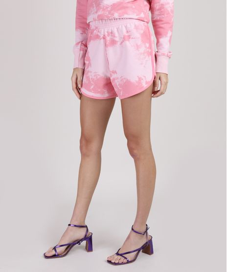 Short-de-Moletom-Feminino-Running-Cintura-Alta-Estampado-Tie-Dye-Rosa-9950638-Rosa_1