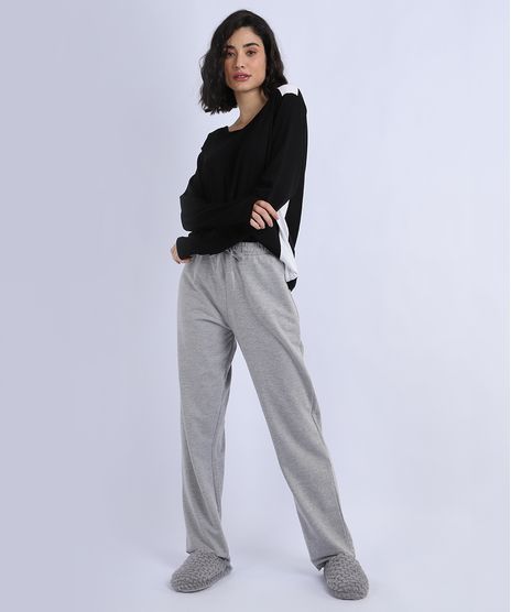 Pijama-Feminino-com-Recortes-Manga-Longa-Decote-Redondo-Preto-9953271-Preto_1