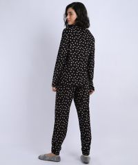 Pijama-Feminino-em-Fleece-Estampado-de-Poa-Manga-Longa--Preto-9836382-Preto_2