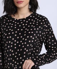 Pijama-Feminino-em-Fleece-Estampado-de-Poa-Manga-Longa--Preto-9836382-Preto_4