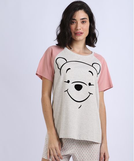 Pijama-Feminino-Ursinho-Pooh-Raglan-Manga-Curta-Cinza-Mescla-Claro-9948658-Cinza_Mescla_Claro_1