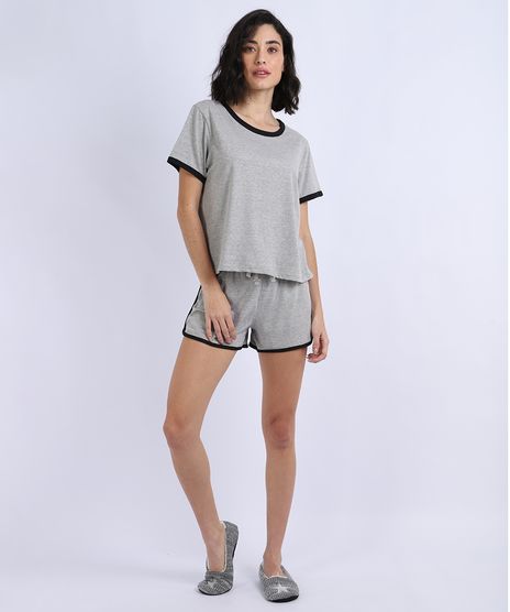 Pijama-Feminino-Manga-Curta-Decote-Redondo-Cinza-Mescla-9953266-Cinza_Mescla_1