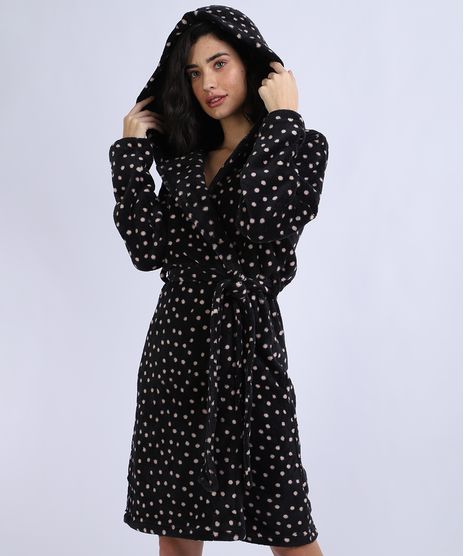 Roupao-de-Fleece-feminino-Poa-com-Faixa-para-Amarrar-Manga-Longa-Preto-9836389-Preto_1