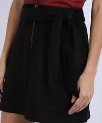 Saia-Feminina-Curta-em-Suede-com-Faixa-para-Amarrar-Preta-9890524-Preto_4