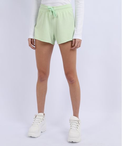 Short-de-Moletom-Feminino-Basico-Running-com-Recorte-Cintura-Alta-Verde-Claro-9950161-Verde_Claro_1