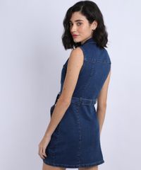 Vestido-Jeans-Feminino-Curto-com-Botoes-e-Cinto-Sem-Manga-Azul-Medio-9951797-Azul_Medio_2