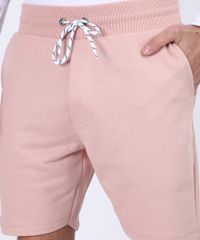Bermuda-de-Moletom-Reta-Masculina-Com-Bolsos-e-Cordao-Para-Amarrar-Rosa-Claro-9954910-Rosa_Claro_4