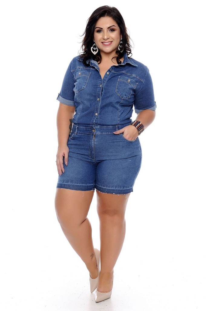 macaquinho jeans feminino plus size