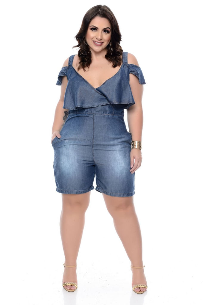 macaquinho jeans plus size comprar