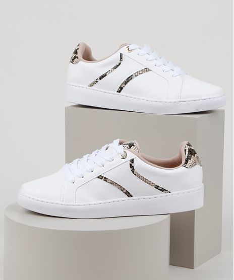 tênis feminino vizzano com fita e argolas branco