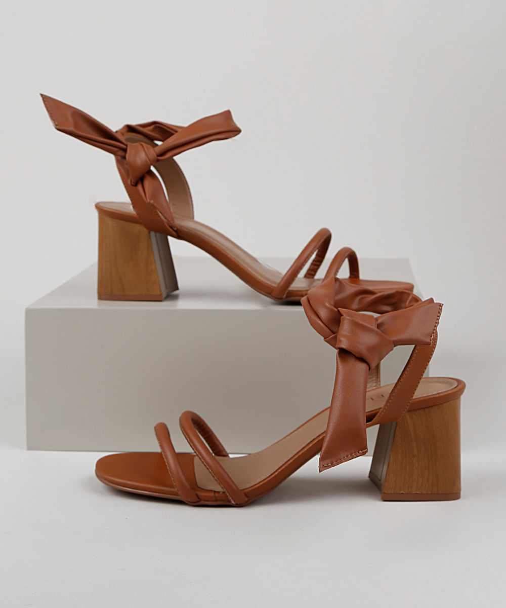 sandalia caramelo salto grosso