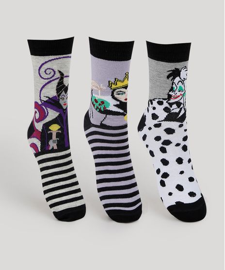 Kit-de-3-Meias-Femininas-Vilas-Disney-Cano-Alto-Multicor-9805178-Multicor_1