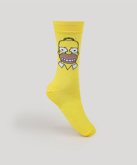 Meia-Masculina-Cano-Alto-Homer-Simpson-Amarela-9944788-Amarelo_1