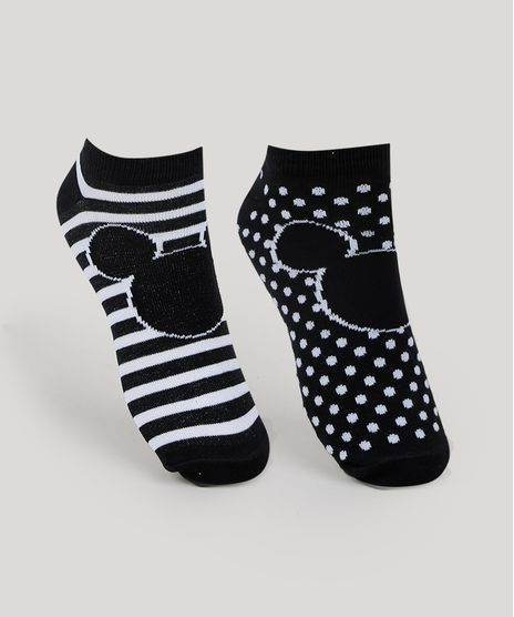 Kit-de-2-Meias-Femininas-Mickey-Cano-Baixo-Preto-9955199-Preto_1