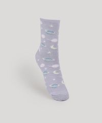 Meia-Feminina-Cano-Alto-Estampada-de-Sistema-Solar-Lilas-9958064-Lilas_1