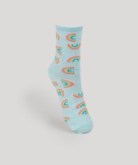 Meia-Feminina-Cano-Alto-Estampada-de-Arco-Iris-Azul-Claro-9958068-Azul_Claro_1