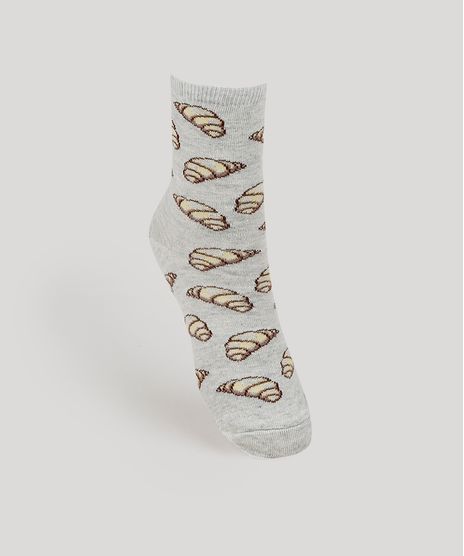 Meia-Feminina-Cano-Alto-Estampada-de-Croissant-Cinza-Mescla-9958069-Cinza_Mescla_1