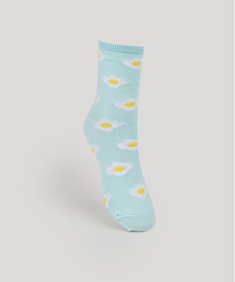 Meia-Feminina-Cano-Alto-Estampada-de-Ovos-Fritos-Azul-Claro-9958063-Azul_Claro_1