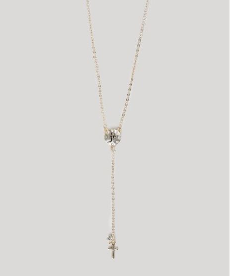 Colar-Feminino-Folheado-Terco-Longo-com-Pingentes--Fe--e-Cruz-Dourado-9883566-Dourado_1