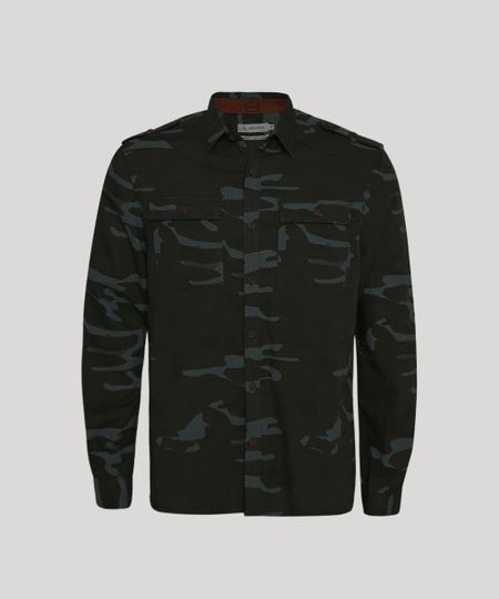 Camisa-de-Sarja-Masculina-Tradicional-Estampada-Camuflada-com-Bolsos-Manga-Longa-Verde-Militar-9809543-Verde_Militar_1
