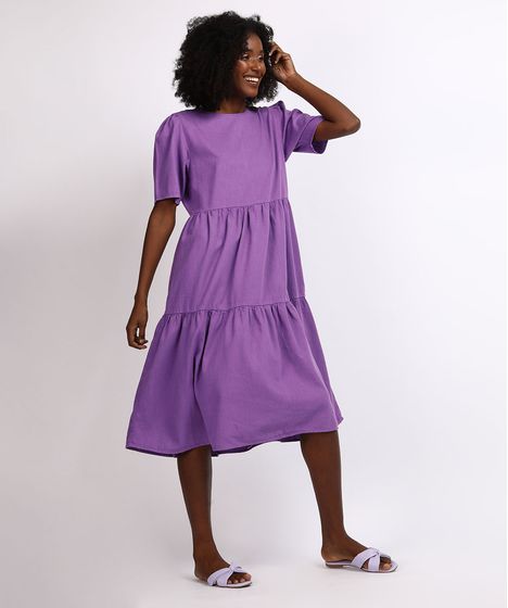 vestido midi roxo