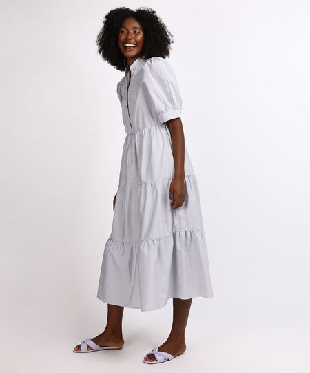 Vestido-Feminino-Mindset-Midi-Estampado-Xadrez-Vichy-com-Recortes-Manga-Bufante-Cinza-9958203-Cinza_1
