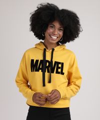 Blusao-de-Moletom-Feminino-Marvel-com-Capuz-Mostarda-9881514-Mostarda_1