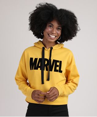Blusao-de-Moletom-Feminino-Marvel-com-Capuz-Mostarda-9881514-Mostarda_1