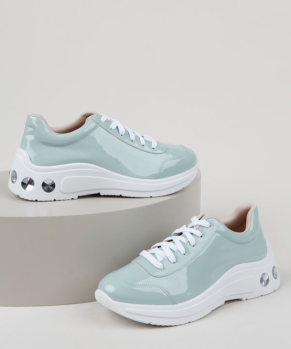 Tênis Feminino Oneself Sneaker Chunky com Strass Verde 35