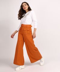 Calca-de-Sarja-Feminina-Mindset-Pantalona-Cintura-Super-Alta-com-Bolsos-e-Cinto-Laranja-9949388-Laranja_3