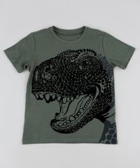 Camiseta-Infantil-Dinossauros-Manga-Curta--Verde-Militar-9945459-Verde_Militar_1