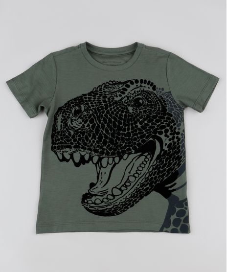 Camiseta-Infantil-Dinossauros-Manga-Curta--Verde-Militar-9945459-Verde_Militar_1