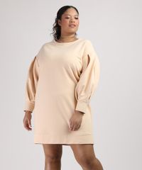 Vestido-de-Moletom-Feminino-Plus-Size-Mindset-Curto-Manga-Bufante-Amarelo-9953549-Amarelo_1