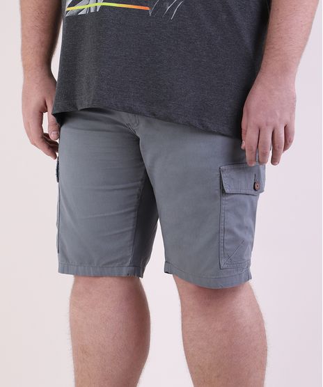 Bermuda-de-Sarja-Masculina-Plus-Size-Cargo-Chumbo-9951784-Chumbo_1