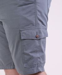 Bermuda-de-Sarja-Masculina-Plus-Size-Cargo-Chumbo-9951784-Chumbo_4