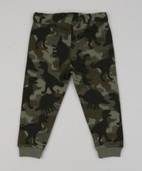 Calca-de-Moletom-Infantil-Estampada-de-Dinossauros-com-Bolsos-Verde-Militar-9790369-Verde_Militar_2