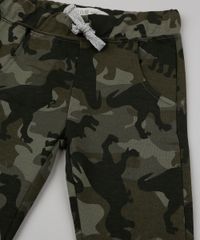 Calca-de-Moletom-Infantil-Estampada-de-Dinossauros-com-Bolsos-Verde-Militar-9790369-Verde_Militar_5