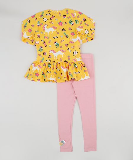 Conjunto-Infantil-Unicornio-de-Blusa-Estampada-Manga-Longa-Mostarda---Calca-Legging-Rosa-9942985-Rosa_1