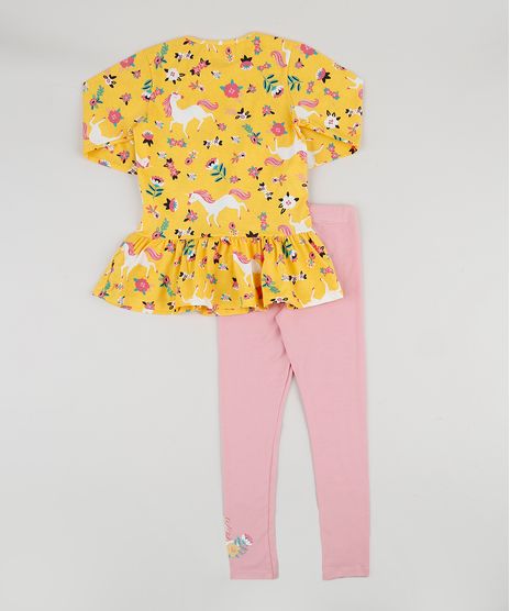 Conjunto-Infantil-Unicornio-de-Blusa-Estampada-Manga-Longa-Mostarda---Calca-Legging-Rosa-9942985-Rosa_1