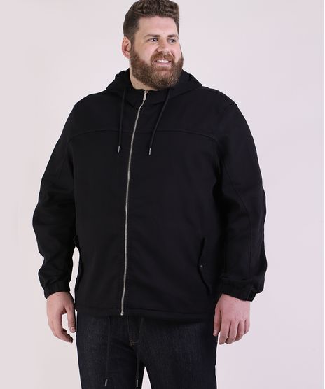 Jaqueta-Masculina-Plus-Size-com-Capuz-e-Bolsos-Preta-9951374-Preto_1