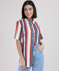 Camisa-Feminina-Ampla-Listrada-Manga-Curta-Multicor-9928460-Multicor_1