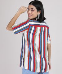 Camisa-Feminina-Ampla-Listrada-Manga-Curta-Multicor-9928460-Multicor_2