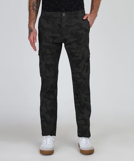 Calca-Jeans-Masculina-Slim-Estampada-Camuflada-com-Bolsos-Verde-Militar-9823807-Verde_Militar_1