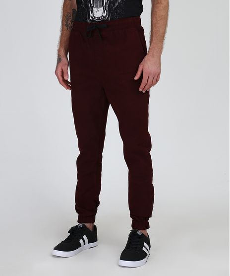 Calca-de-Sarja-Masculina-Jogger-Skinny-com-Bolsos-Vinho-9873529-Vinho_1