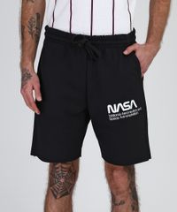 Bermuda-de-Moletom-Masculina-Nasa-com-Bolsos-Preta-9945962-Preto_1