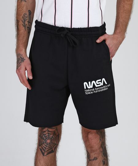 Bermuda-de-Moletom-Masculina-Nasa-com-Bolsos-Preta-9945962-Preto_1