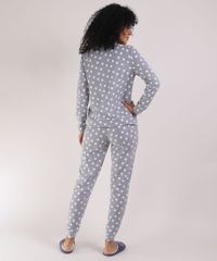Pijama-Feminino-em-Fleece-Blusa-Longa-em-Poa-Decote-Redondo-Cinza-Claro-9900209-Cinza_Claro_2