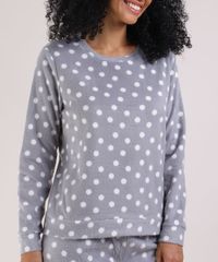 Pijama-Feminino-em-Fleece-Blusa-Longa-em-Poa-Decote-Redondo-Cinza-Claro-9900209-Cinza_Claro_3